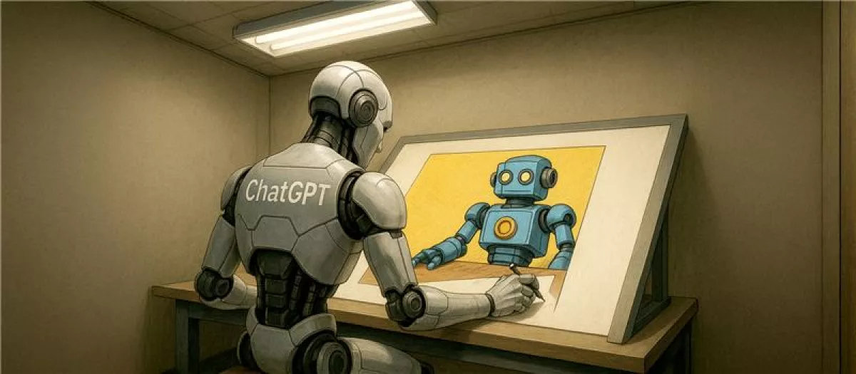 Imagen de androide pintando un robot